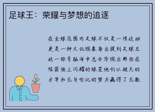 足球王：荣耀与梦想的追逐