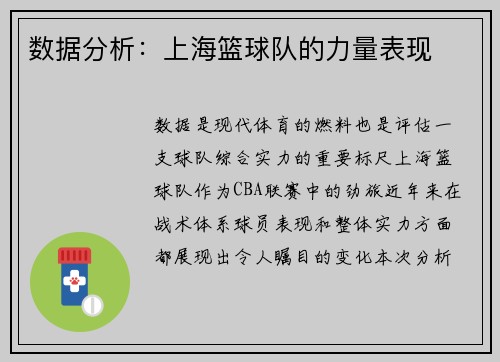 数据分析：上海篮球队的力量表现